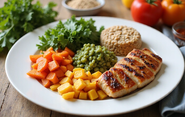 A balanced plate of healthy food