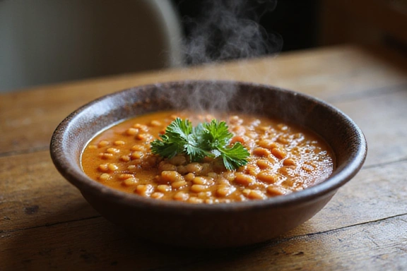 Hearty Lentil Soup in a rustic bowl.